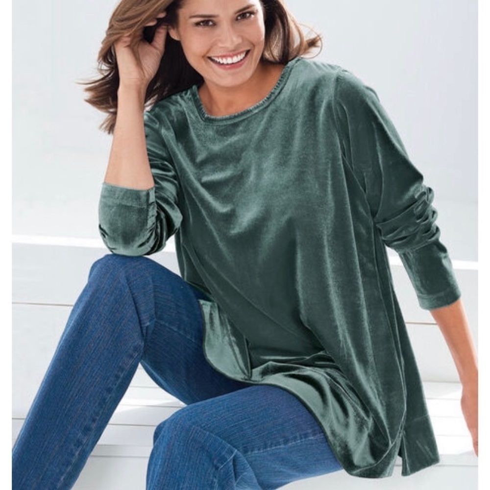 Teal Velour Tunic Sz 18/20 - Picture 5 of 8